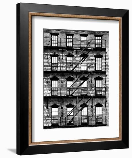 Building Facade in Red Brick, Stairway on Philadelphia Building, Pennsylvania, US-Philippe Hugonnard-Framed Photographic Print