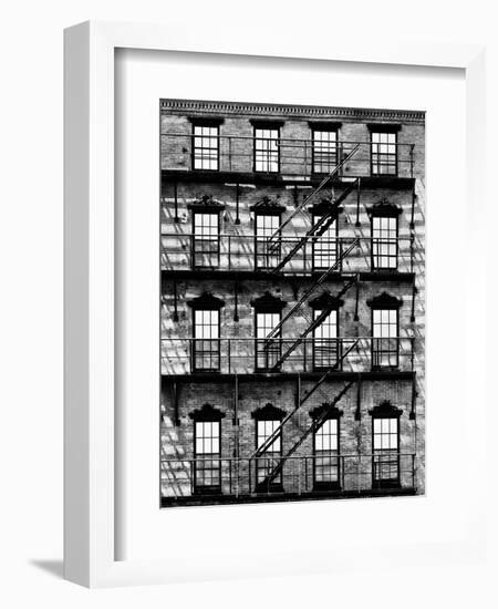 Building Facade in Red Brick, Stairway on Philadelphia Building, Pennsylvania, US-Philippe Hugonnard-Framed Photographic Print