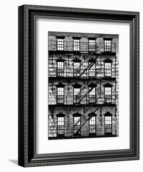 Building Facade in Red Brick, Stairway on Philadelphia Building, Pennsylvania, US-Philippe Hugonnard-Framed Photographic Print