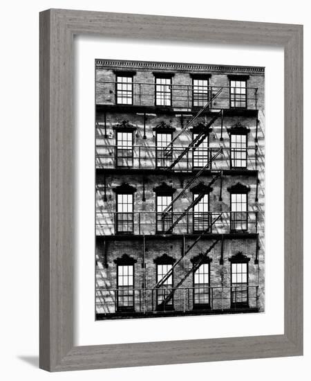 Building Facade in Red Brick, Stairway on Philadelphia Building, Pennsylvania, US-Philippe Hugonnard-Framed Photographic Print