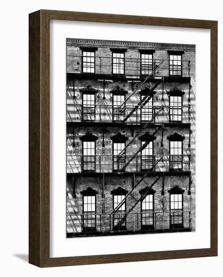 Building Facade in Red Brick, Stairway on Philadelphia Building, Pennsylvania, US-Philippe Hugonnard-Framed Photographic Print