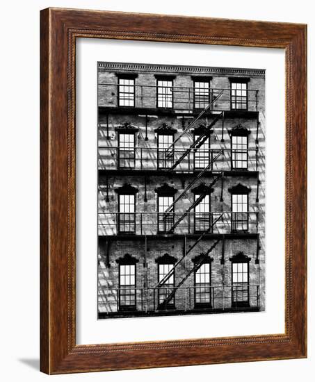 Building Facade in Red Brick, Stairway on Philadelphia Building, Pennsylvania, US-Philippe Hugonnard-Framed Photographic Print