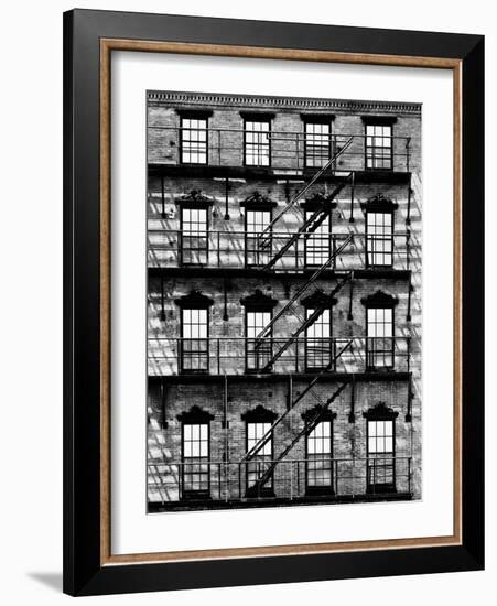 Building Facade in Red Brick, Stairway on Philadelphia Building, Pennsylvania, US-Philippe Hugonnard-Framed Photographic Print