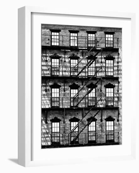 Building Facade in Red Brick, Stairway on Philadelphia Building, Pennsylvania, US-Philippe Hugonnard-Framed Photographic Print