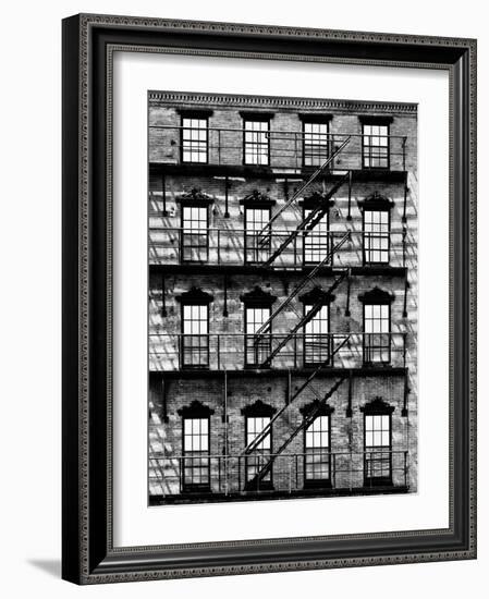 Building Facade in Red Brick, Stairway on Philadelphia Building, Pennsylvania, US-Philippe Hugonnard-Framed Photographic Print