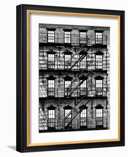 Building Facade in Red Brick, Stairway on Philadelphia Building, Pennsylvania, US-Philippe Hugonnard-Framed Photographic Print