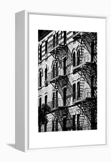 Building Facade New York with Fire Escapes, Manhattan, NYC, White Frame, Full Size Photography-Philippe Hugonnard-Framed Premier Image Canvas