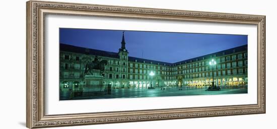 Building Lit Up at Dusk, Plaza Mayor, Madrid, Spain-null-Framed Photographic Print