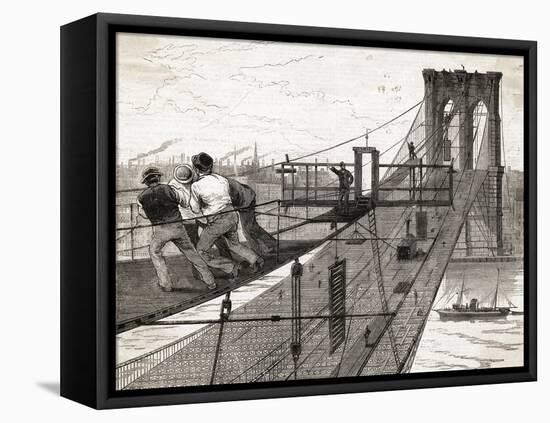 Building of Brooklyn Bridge-null-Framed Premier Image Canvas