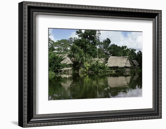 Building on Stilts Reflected in the River Amazon, Peru, South America-Sybil Sassoon-Framed Photographic Print