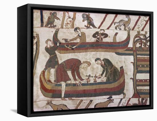 Building Ships in Preparation for War, Bayeux Tapestry, Bayeux, Normandy, France, Europe-Rawlings Walter-Framed Premier Image Canvas
