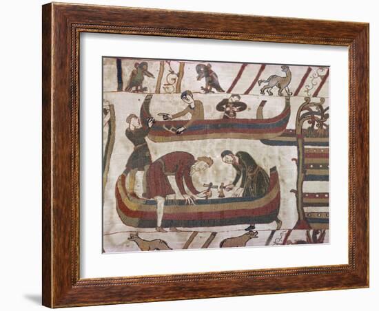 Building Ships in Preparation for War, Bayeux Tapestry, Bayeux, Normandy, France, Europe-Rawlings Walter-Framed Photographic Print