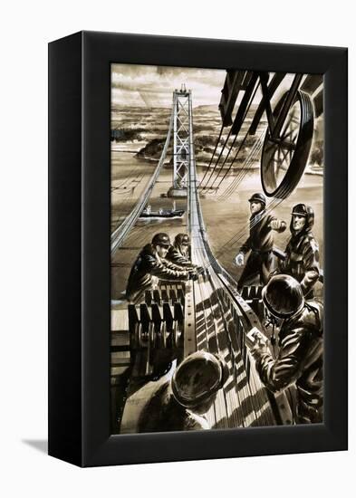 Building the Bridge across the Firth of Forth-Wilf Hardy-Framed Premier Image Canvas