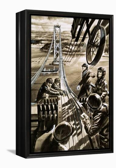 Building the Bridge across the Firth of Forth-Wilf Hardy-Framed Premier Image Canvas