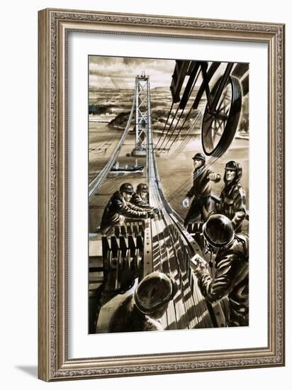 Building the Bridge across the Firth of Forth-Wilf Hardy-Framed Giclee Print