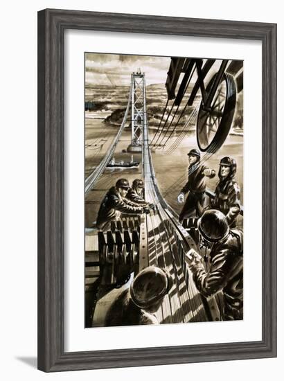 Building the Bridge across the Firth of Forth-Wilf Hardy-Framed Giclee Print