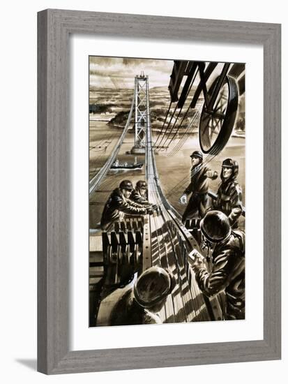 Building the Bridge across the Firth of Forth-Wilf Hardy-Framed Giclee Print