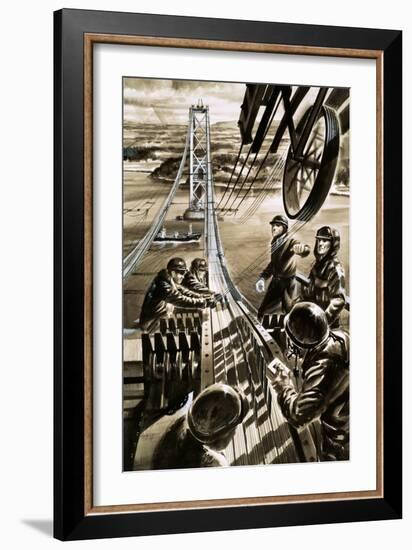 Building the Bridge across the Firth of Forth-Wilf Hardy-Framed Giclee Print