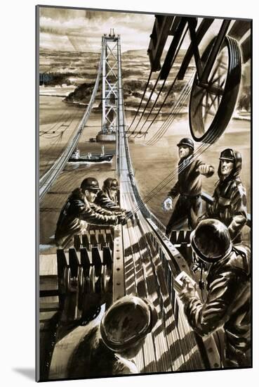 Building the Bridge across the Firth of Forth-Wilf Hardy-Mounted Giclee Print