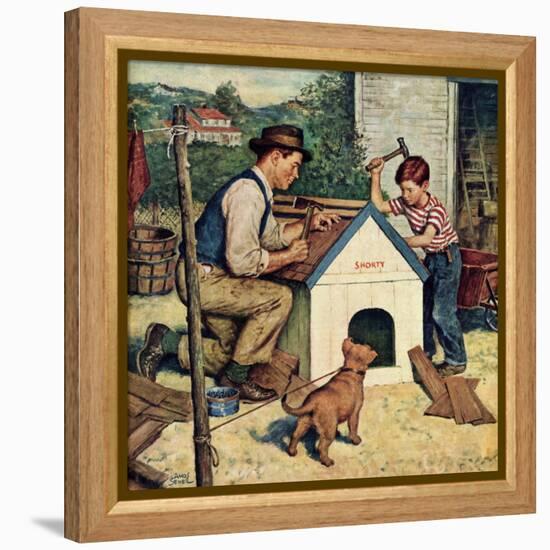 "Building the Doghouse", March 24, 1951-Amos Sewell-Framed Premier Image Canvas