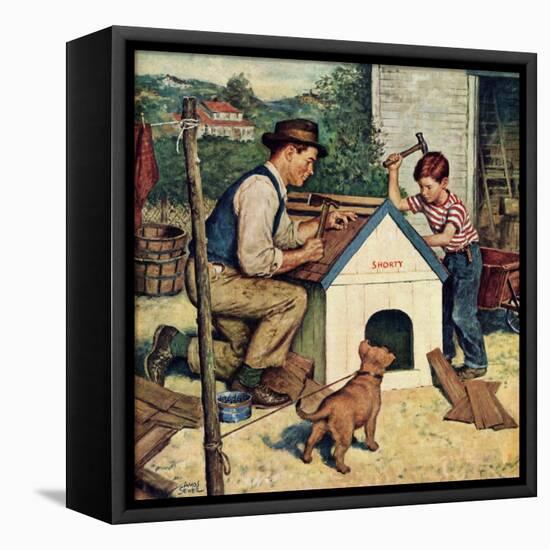 "Building the Doghouse", March 24, 1951-Amos Sewell-Framed Premier Image Canvas