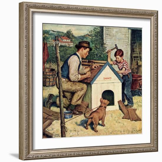 "Building the Doghouse", March 24, 1951-Amos Sewell-Framed Giclee Print