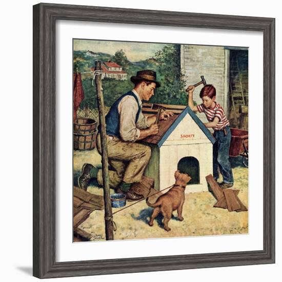 "Building the Doghouse", March 24, 1951-Amos Sewell-Framed Giclee Print