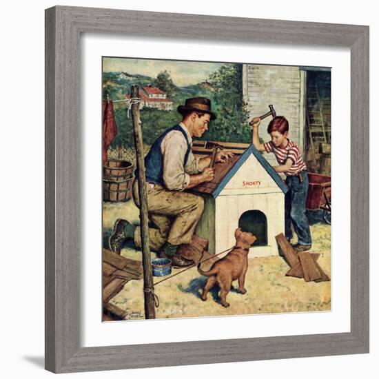 "Building the Doghouse", March 24, 1951-Amos Sewell-Framed Giclee Print