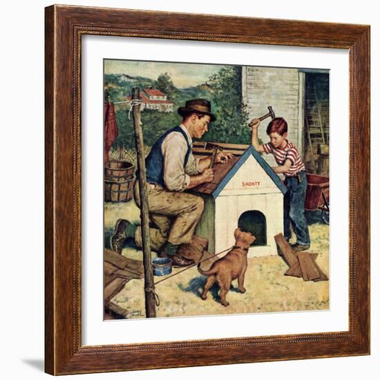 "Building the Doghouse", March 24, 1951-Amos Sewell-Framed Giclee Print