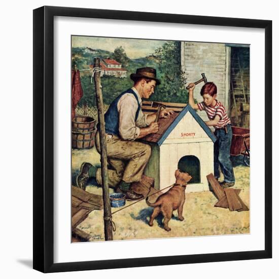 "Building the Doghouse", March 24, 1951-Amos Sewell-Framed Giclee Print
