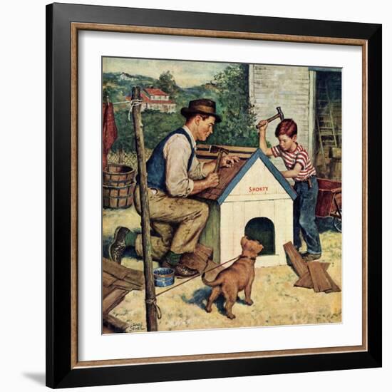 "Building the Doghouse", March 24, 1951-Amos Sewell-Framed Giclee Print