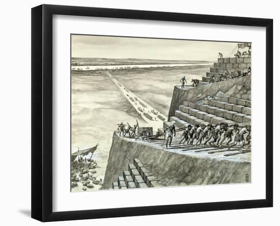 Building the Great Pyramid at Giza-Peter Jackson-Framed Giclee Print