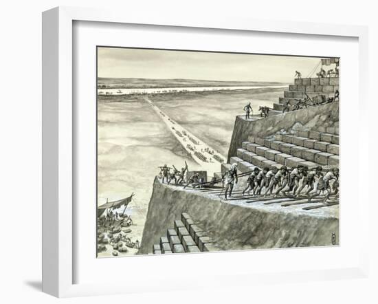 Building the Great Pyramid at Giza-Peter Jackson-Framed Giclee Print