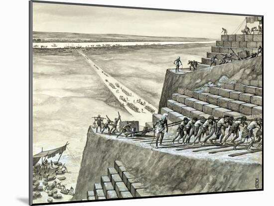 Building the Great Pyramid at Giza-Peter Jackson-Mounted Giclee Print