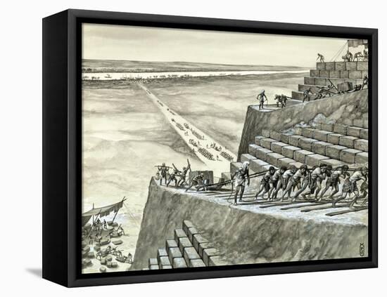 Building the Great Pyramid at Giza-Peter Jackson-Framed Premier Image Canvas