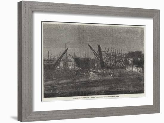 Building the Lapwing and Ringdove Dispatch Gun-Vessels by Gaslight, at Cowes-null-Framed Giclee Print