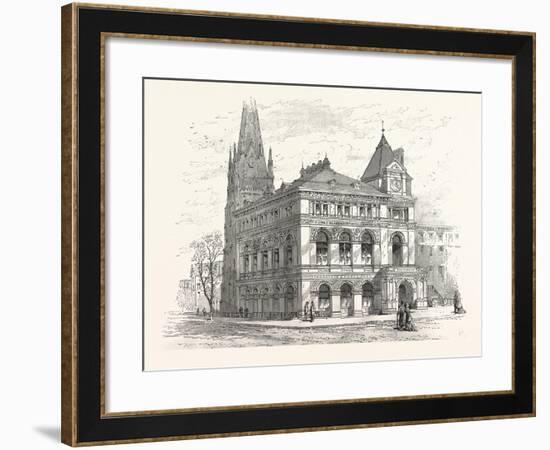 Building the Long Island Historical Society. from Sketch by C. Keetels-null-Framed Giclee Print
