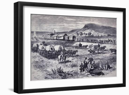 Building the Northern Pacific Railroad, from Harper's Weekly, 17th July 1875-null-Framed Giclee Print