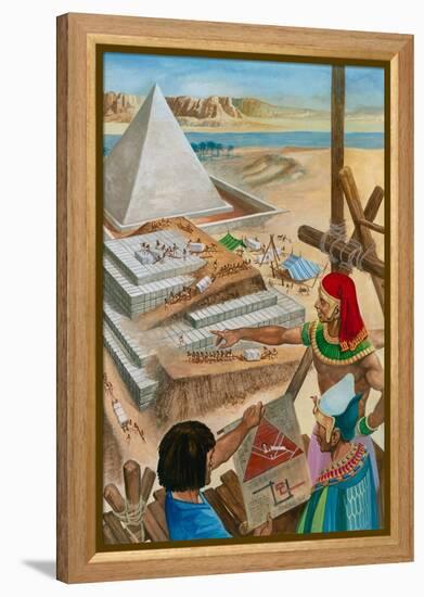 Building the Pyramids (Gouache on Paper)-Peter Jackson-Framed Premier Image Canvas