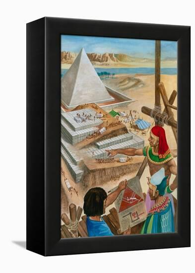 Building the Pyramids (Gouache on Paper)-Peter Jackson-Framed Premier Image Canvas