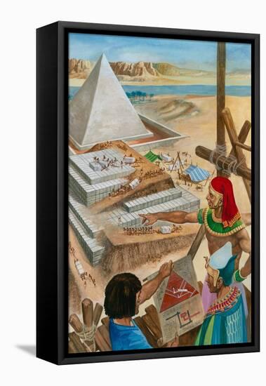 Building the Pyramids (Gouache on Paper)-Peter Jackson-Framed Premier Image Canvas