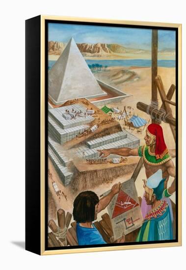 Building the Pyramids (Gouache on Paper)-Peter Jackson-Framed Premier Image Canvas