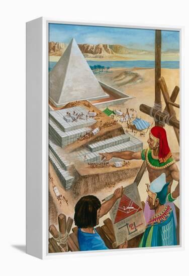 Building the Pyramids (Gouache on Paper)-Peter Jackson-Framed Premier Image Canvas