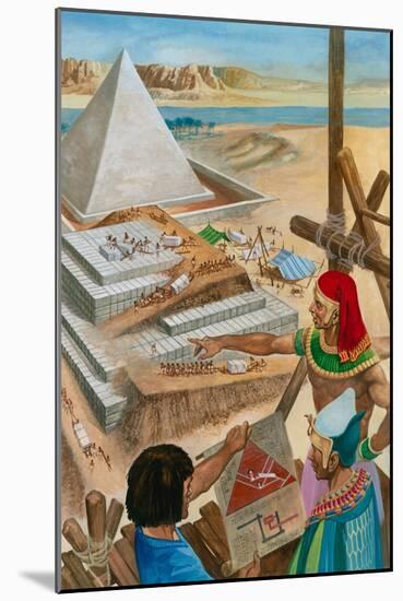 Building the Pyramids (Gouache on Paper)-Peter Jackson-Mounted Giclee Print