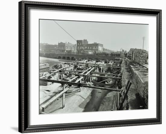 Building the Sewer at Stratford High Street, West Ham, London, 1905-null-Framed Photographic Print