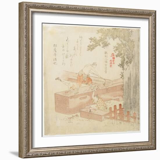 Building the Tsurugaoka Machimangu Shrine-Kubo Shunman-Framed Giclee Print