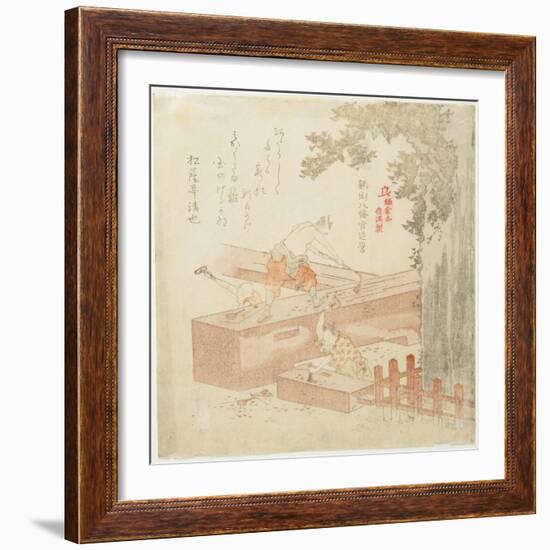 Building the Tsurugaoka Machimangu Shrine-Kubo Shunman-Framed Giclee Print