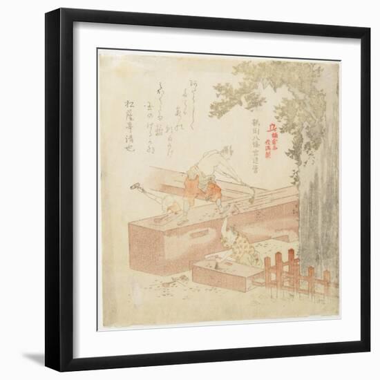 Building the Tsurugaoka Machimangu Shrine-Kubo Shunman-Framed Giclee Print