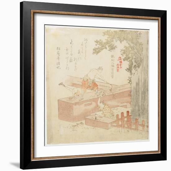 Building the Tsurugaoka Machimangu Shrine-Kubo Shunman-Framed Giclee Print