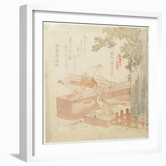 Building the Tsurugaoka Machimangu Shrine-Kubo Shunman-Framed Giclee Print